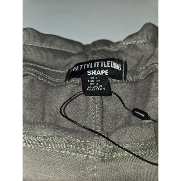 PrettyLittleThing Shape Wide Leg Joggers Charcoal Grey Toggle Waist Size US 4 - Picture 4 of 8